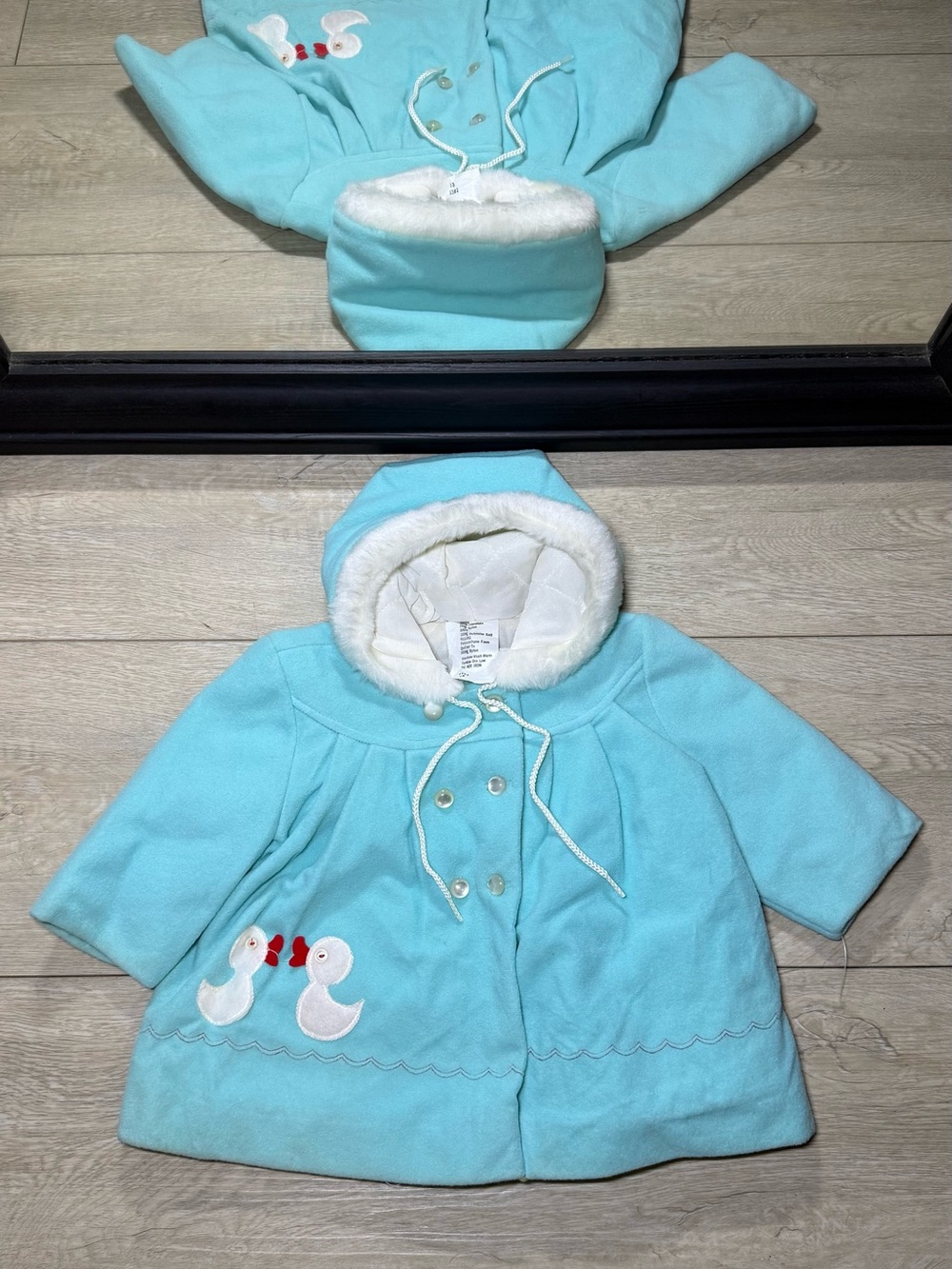 New Vintage 1960sToddlers Blue Embroidered Duck Universal Children’s Wear Puffer